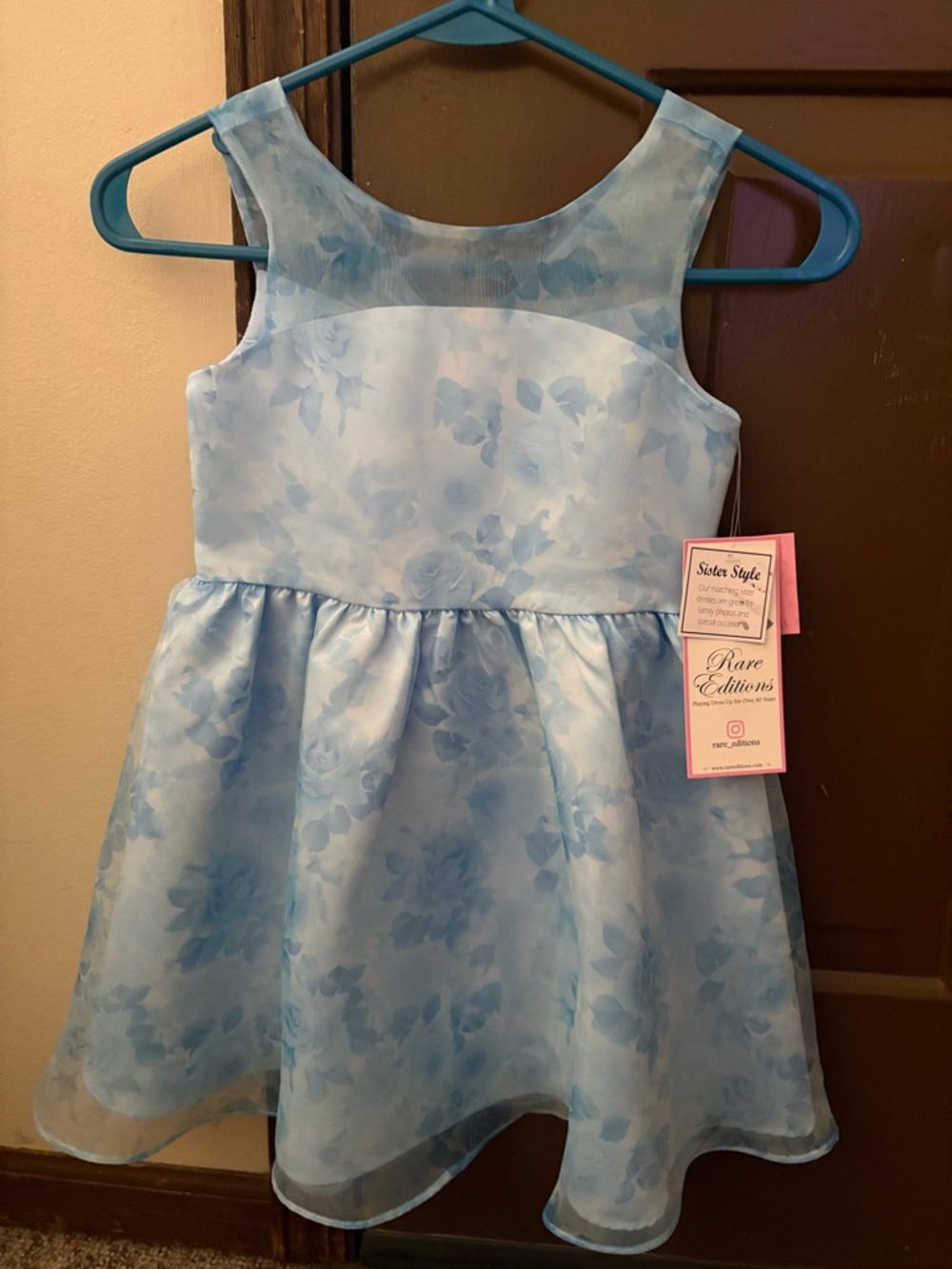 Rare Editions Light Blue Floral Party Dress